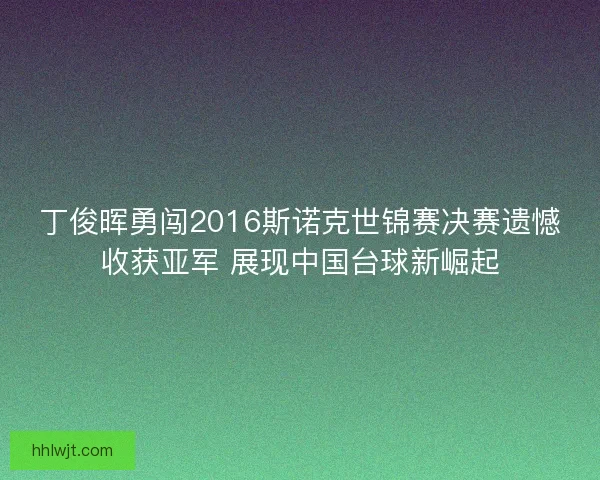 丁俊晖勇闯2016斯诺克世锦赛决赛遗憾收获亚军 展现中国台球新崛起